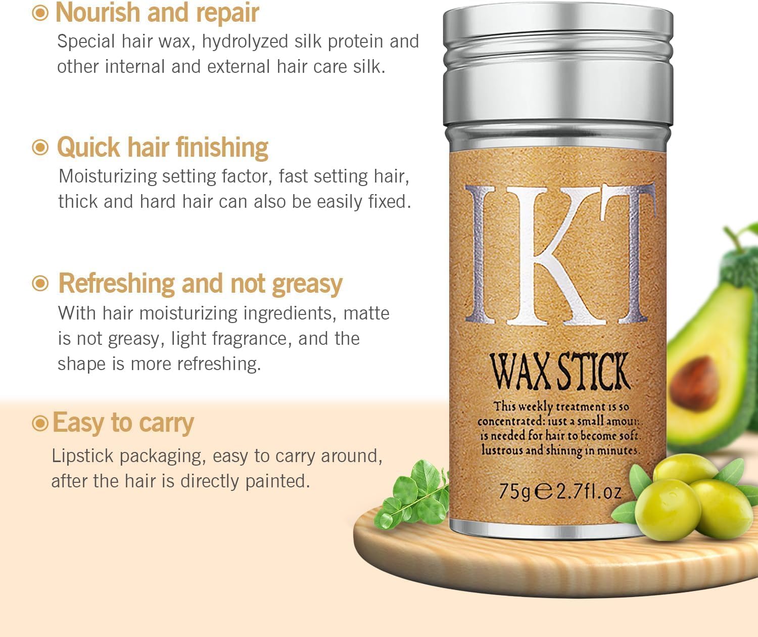 IKT Hair Wax Stick 2.7 Oz 75 Grams (Pack of 1)